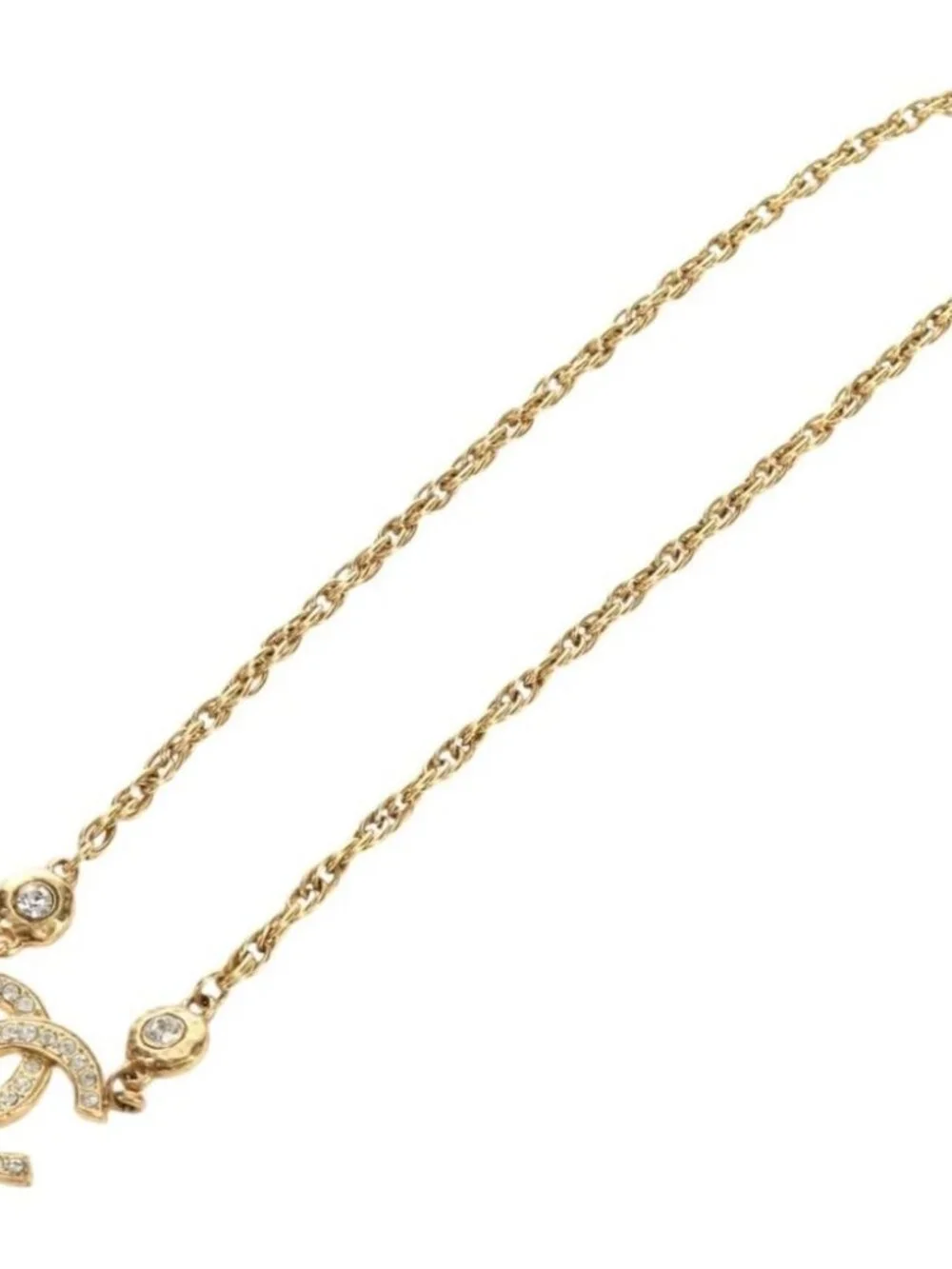 CHANEL COCO Mark Necklace metal Gold Tone CC Auth 186060M